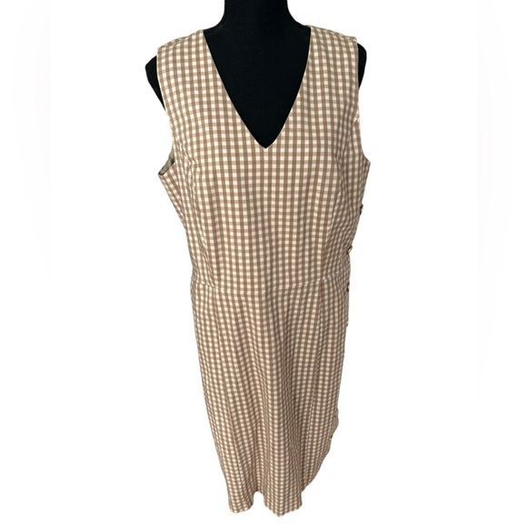 J. Mclaughlin NEW Tan Paulson Gingham Sleeveless Dress Plaid size 14 - Picture 4 of 16